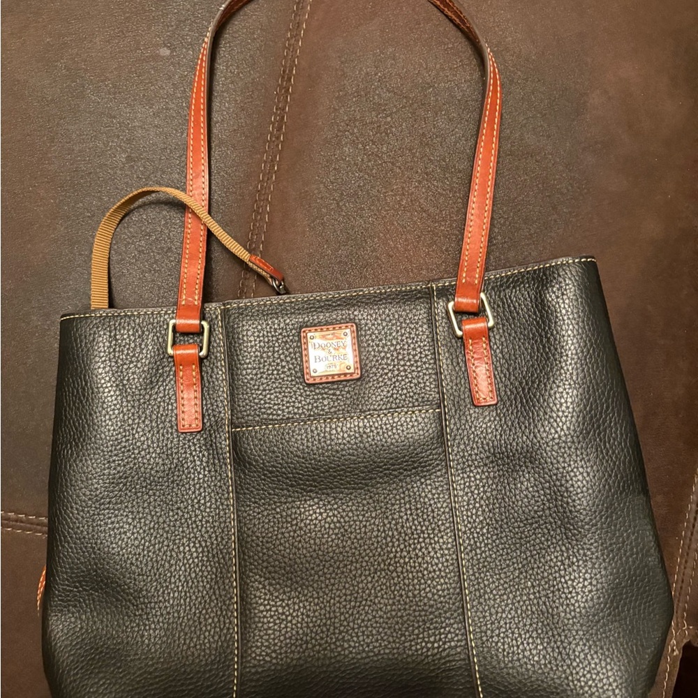 Dooney & Bourke Black and Brown Structured Leather Tote
